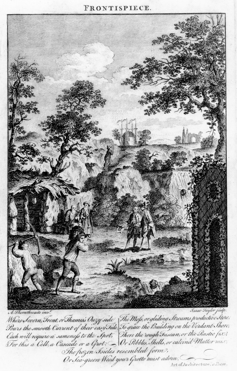 ウィリアムライトによる「グロテスク建築、または農村の娯楽」の口絵、1768年 作： A.ソーンスウェイト