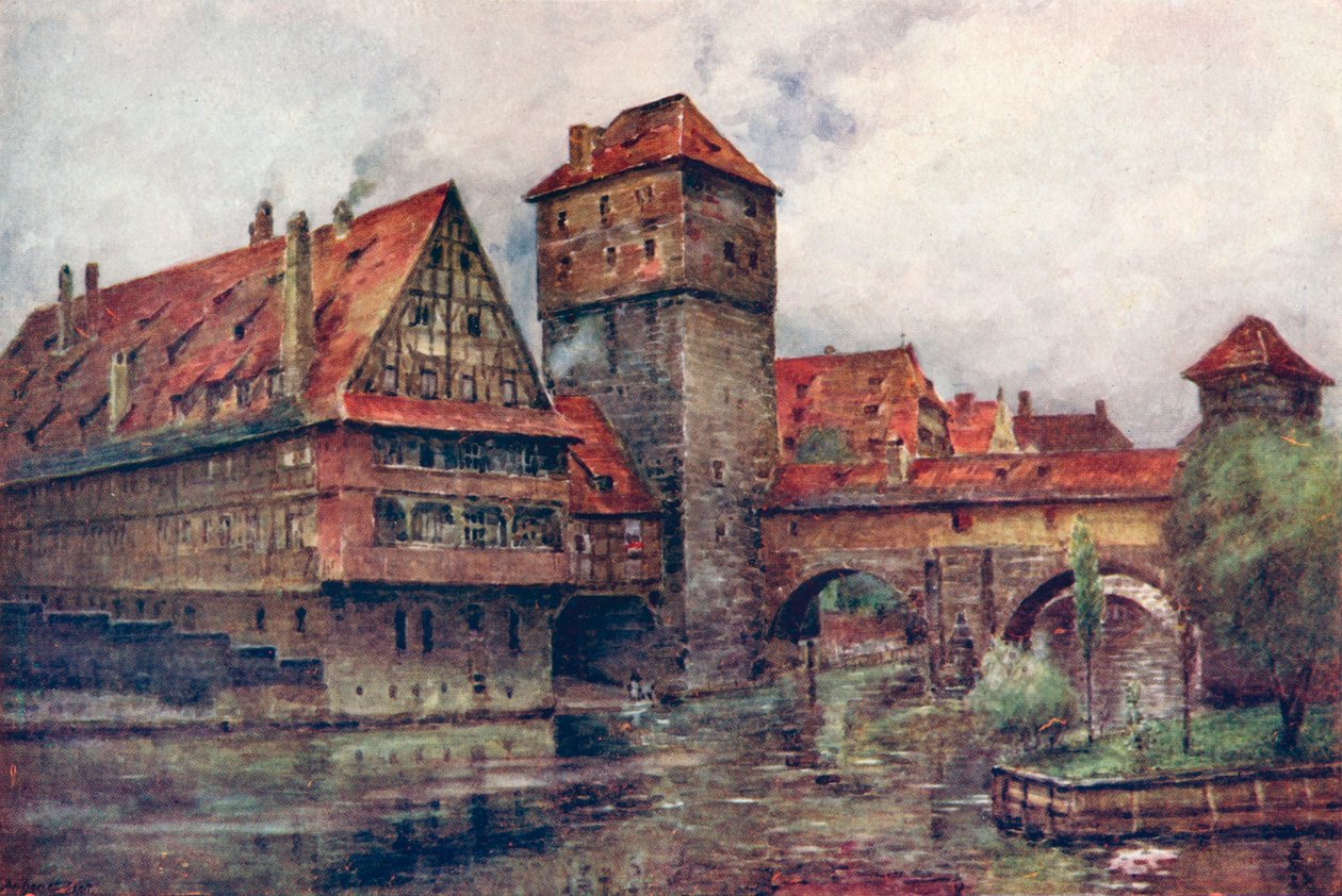 Henkersteg、Wasserturm、ニュルンベルク、ドイツ、c1905 作： AGベル