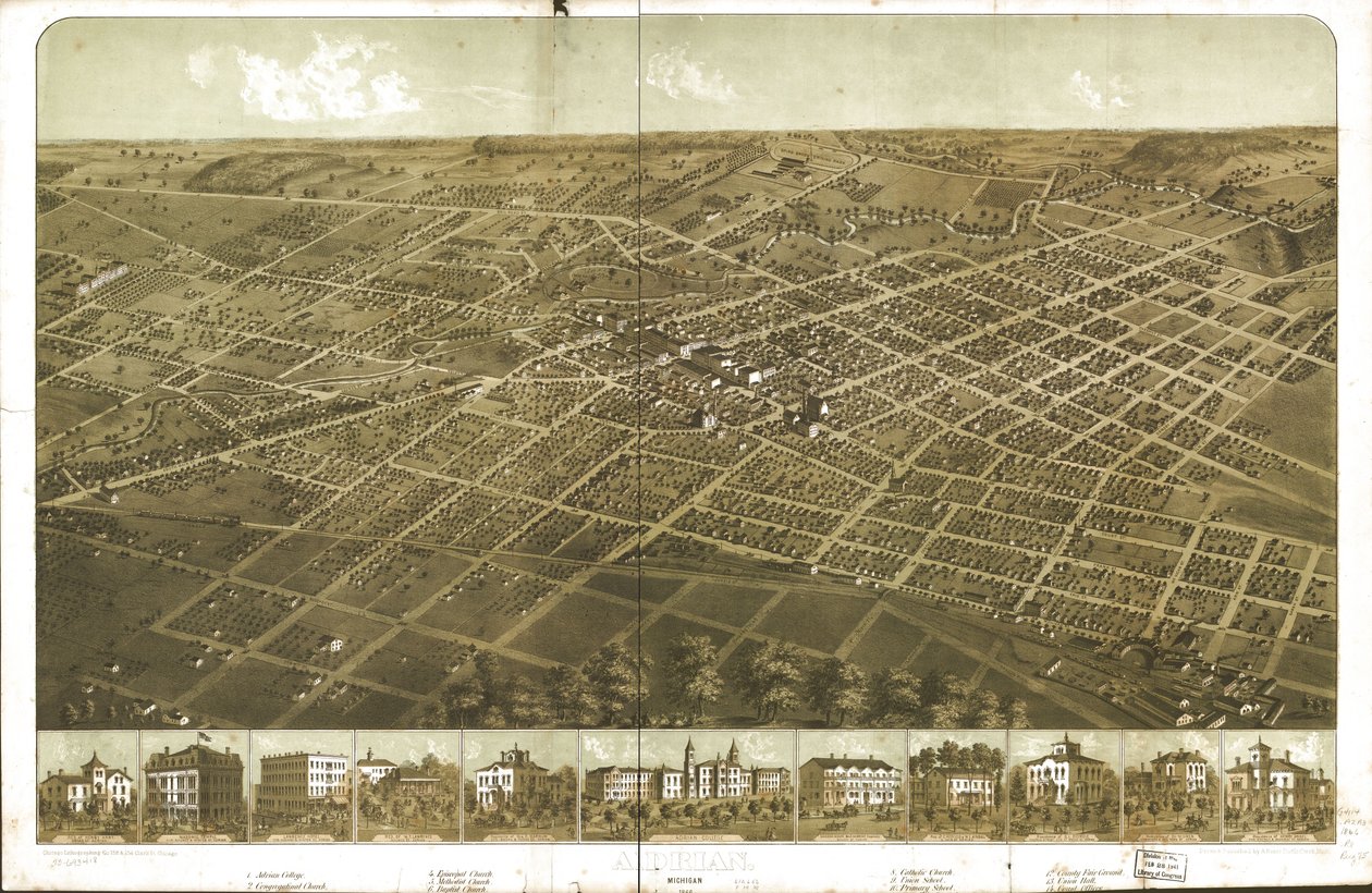 ミシガン州エイドリアン 1866年LOC 73693418 作： A; Chicago Lithographing Co. Ruger