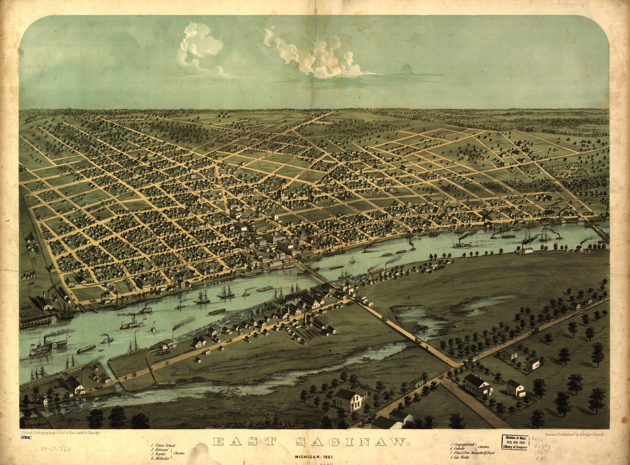 ミシガン州イースト・サギノー、1867年 LOC 80691360 作： A; Chicago Lithographing Co. Ruger