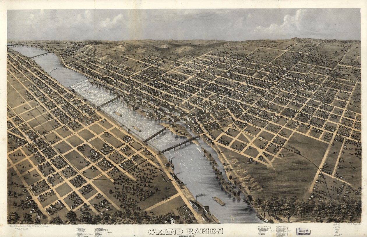 ミシガン州グランドラピッズ 1868年LOC 73693428 作： A; Chicago Lithographing Co. Ruger