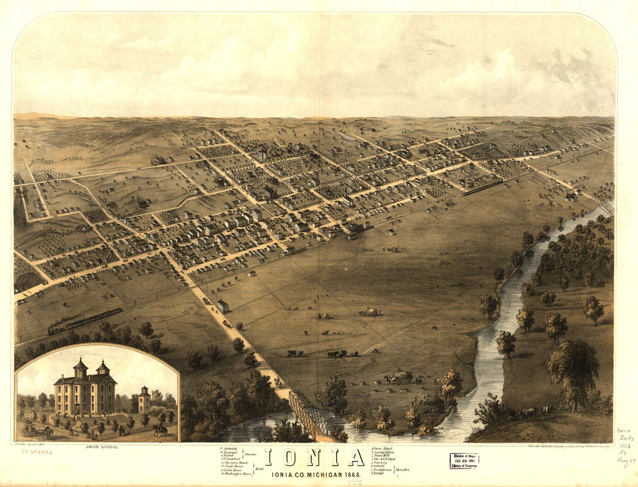 ミシガン州イオニア 1868年LOC 73693432 作： A; Chicago Lithographing Co. Ruger