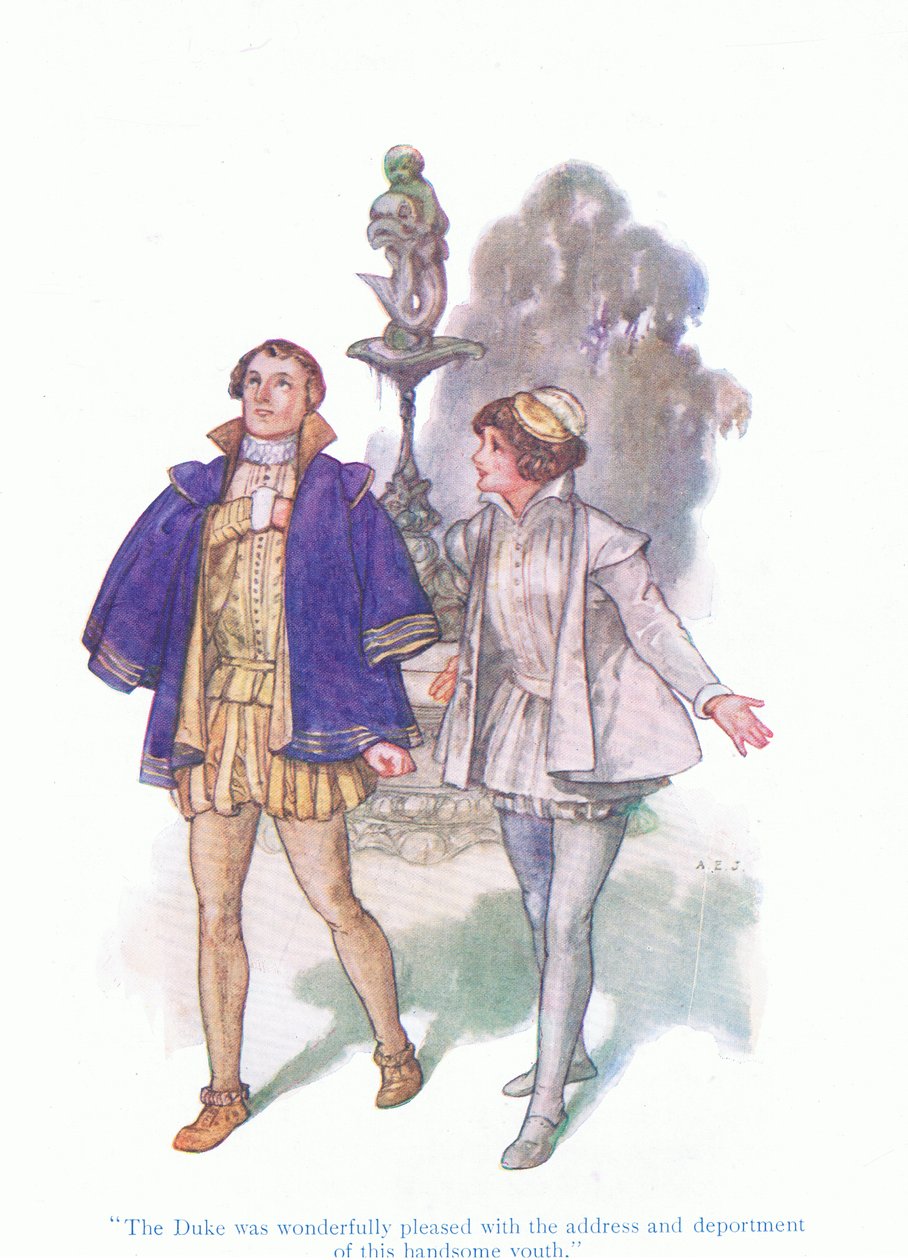 公爵は、このハンサムな若者の挨拶と身のこなしに大変満足していた。 作： A.ジャクソン