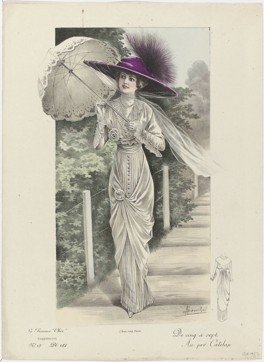 シックな女性、補足、ca。 1912, No. 18, Pl. 184: 5から7まで (...) 作： A. Souchel
