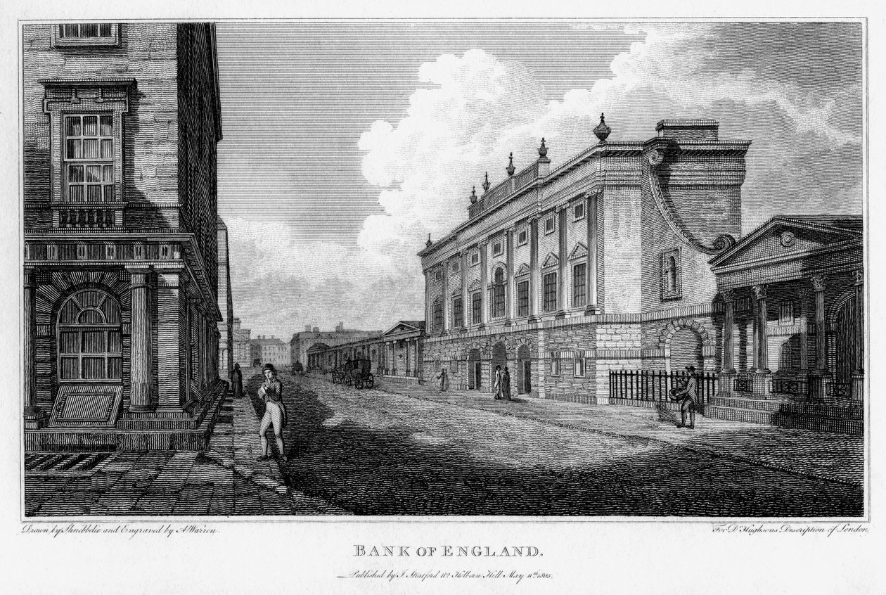 イングランド銀行、ロンドン市、1805年。 作： ウォーレン