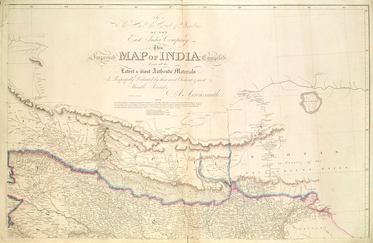 インドの地図、1822年 作： アーロン・アロースミス