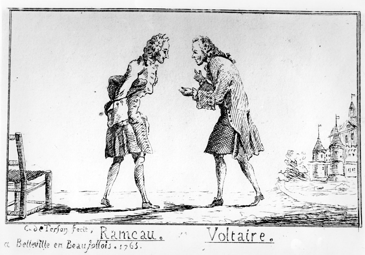 ベルヴィルのラモーとヴォルテール、1763年 作： アッベ・チャールズ・フィリップ・カンピオン・デ・テルサン