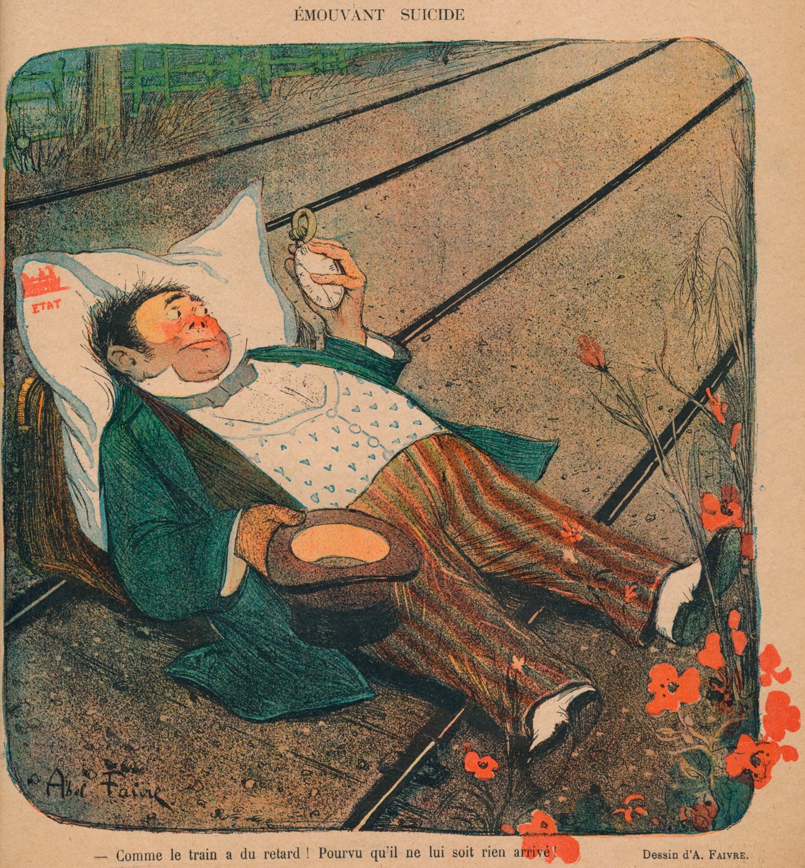 「移動自殺」、1899 年。 作： アベル・フェーブル