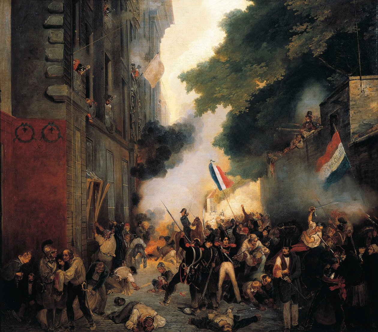 1830 年の革命のエピソード、7 月の日: 7 月 29 日のバビロン通りの兵舎の攻撃 作： アベル・ロードン