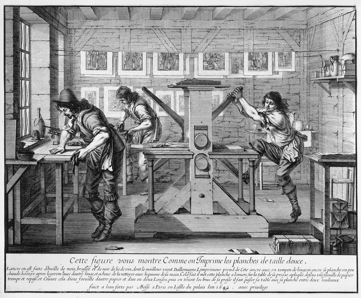 フランスの印刷機、1642 作： アブラハム・ボス