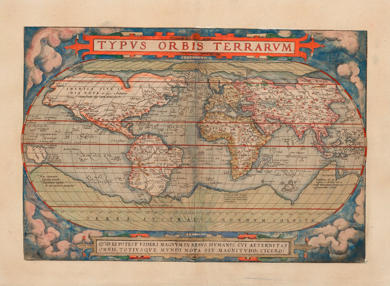 地図は（1579）に公開され、世界地図を表示します 作： アブラハム・オルテリウス