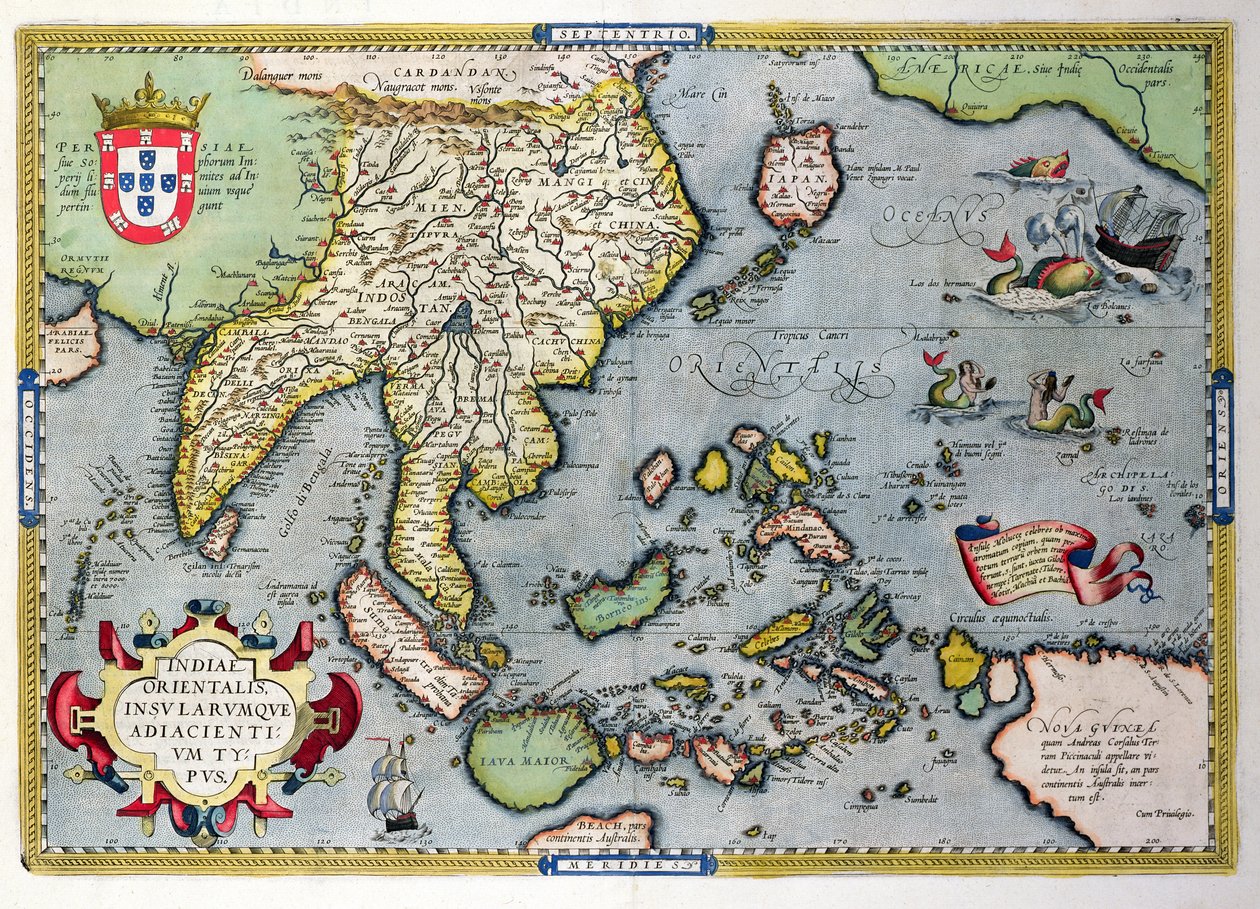 インドからニューギニアへの地図、1570年から1603年頃 作： アブラハム・オルテリウス