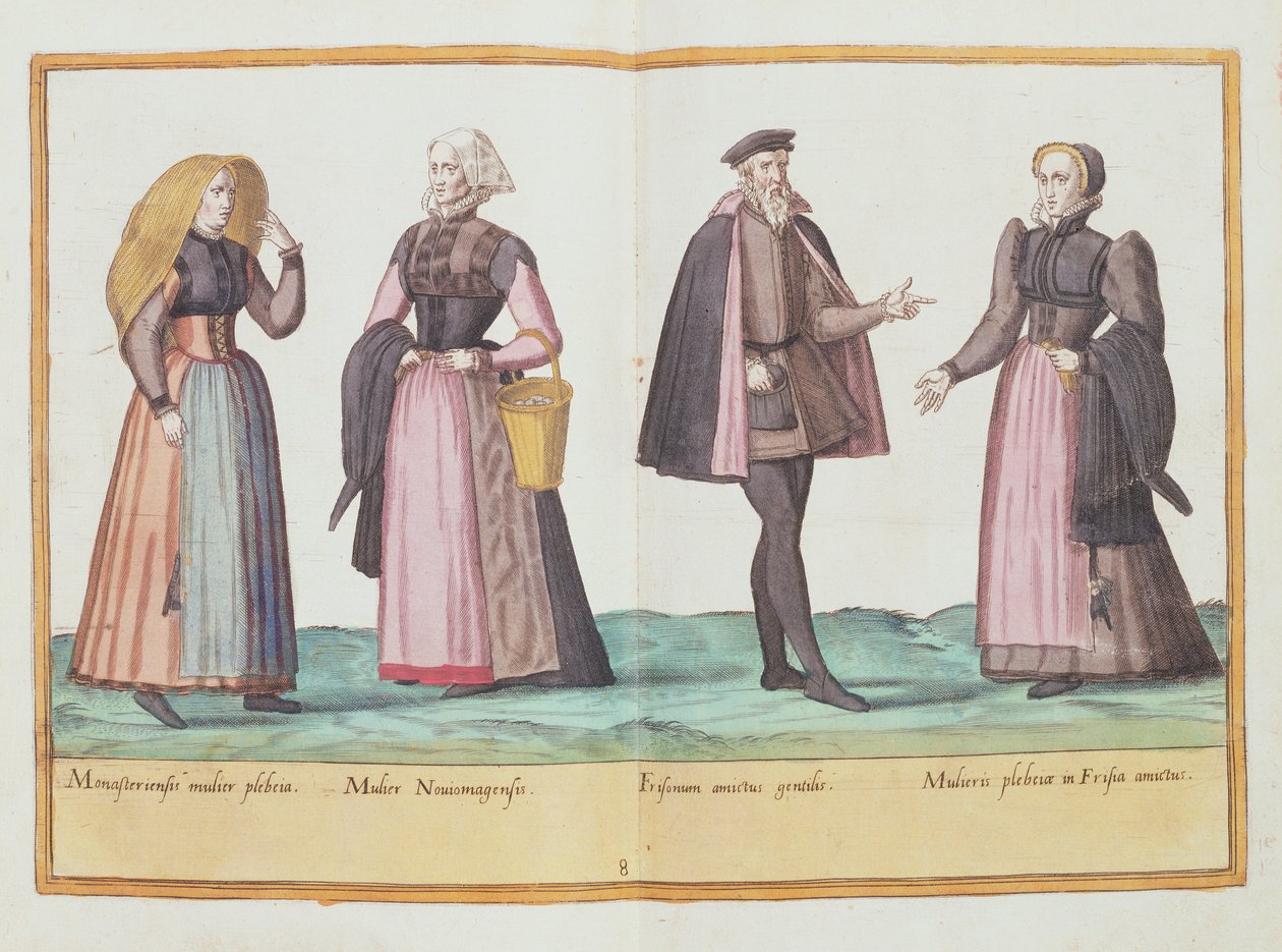 1577年にケルンで出版された「オムニアムポーンジェンティウムイマジンズ」の16世紀の衣装（手塗りの彫刻） 作： アブラハム・ド・ブルーイン
