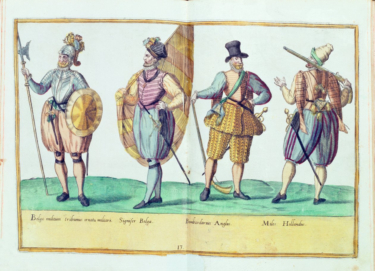 1577年にケルンで出版された「オムニアムポーンジェンティウムイマジンズ」の16世紀の衣装（手塗りの彫刻） 作： アブラハム・ド・ブルーイン