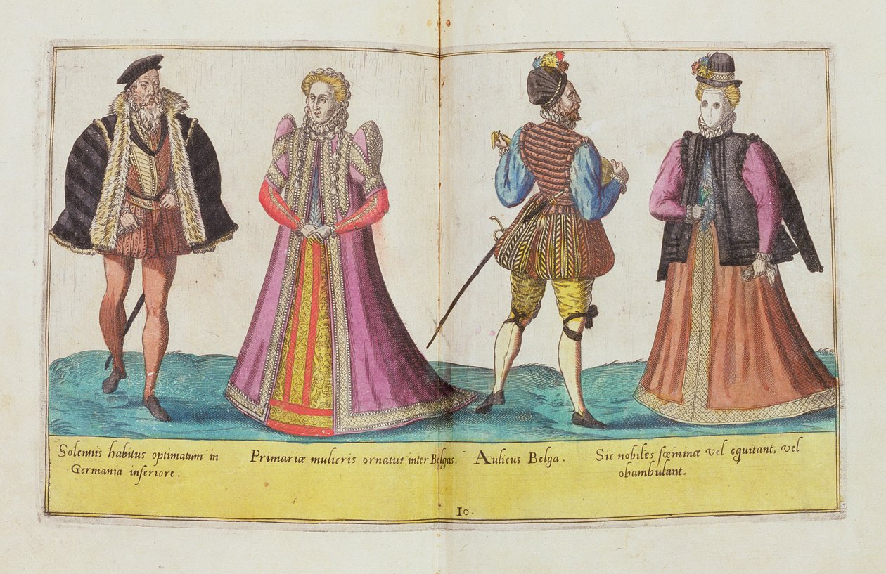 1577年にケルンで出版された「オムニアムポーンジェンティウムイマジンズ」の16世紀の衣装（手塗りの彫刻） 作： アブラハム・ド・ブルーイン