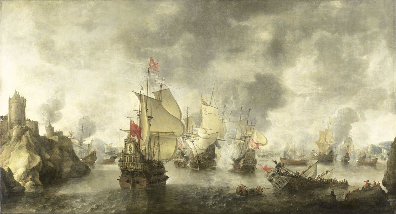 1649年、フォヤ湾でのトルコに対するベネチアとオランダの連合艦隊の戦い 作： Abraham Beerstraten