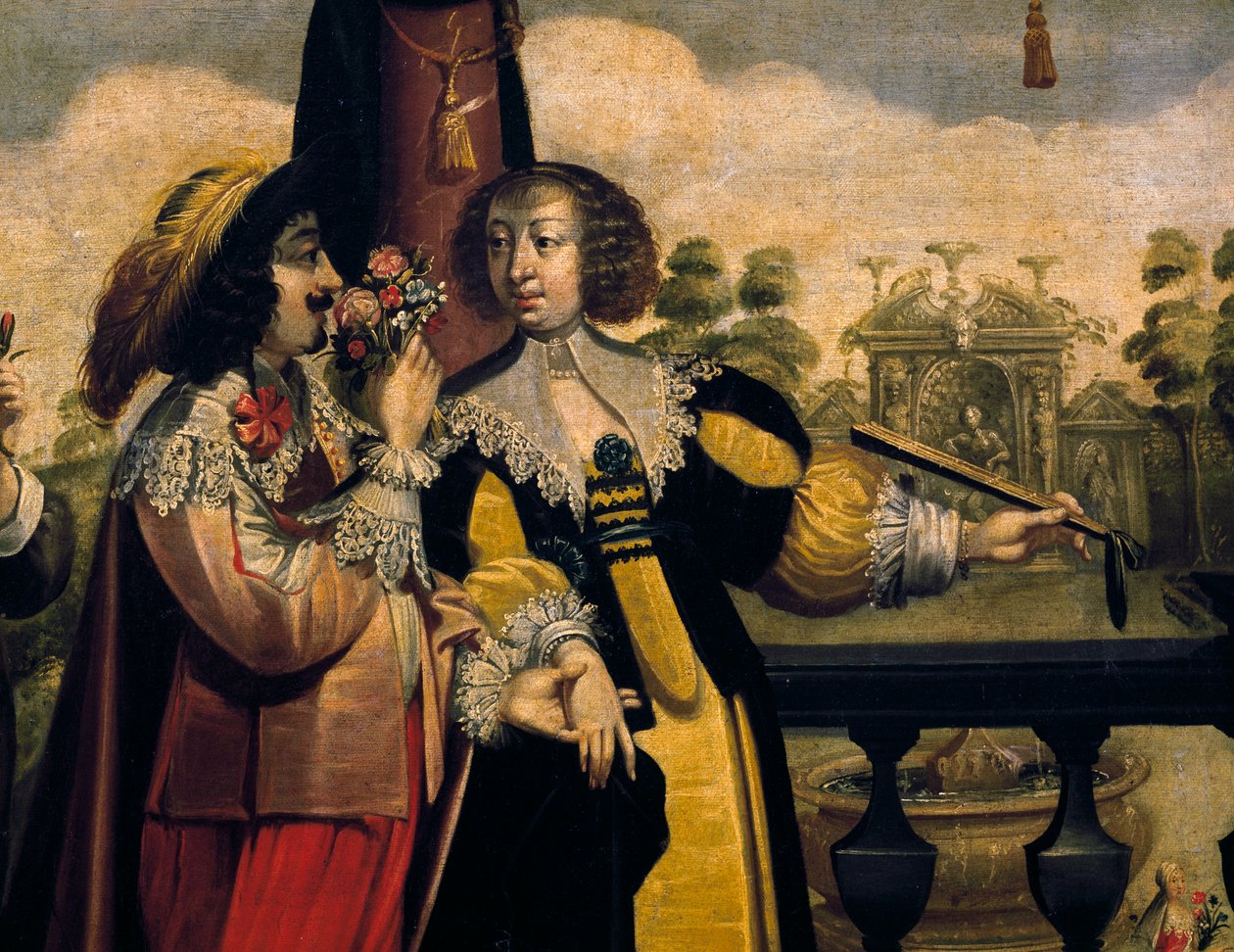 アブラハム・ボッセ（1604-1676）による「嗅覚」（1635年頃）、作者不明の5連作の絵画の後、詳細。フランス 作： アブラハム・ボス
