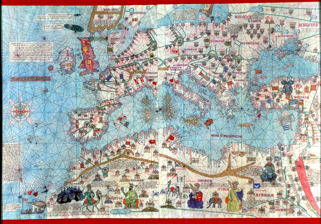 カタルーニャ・アトラス、1375年（地図） 作： Abraham＆Cresques Yehuda（1360-1410）Cresques