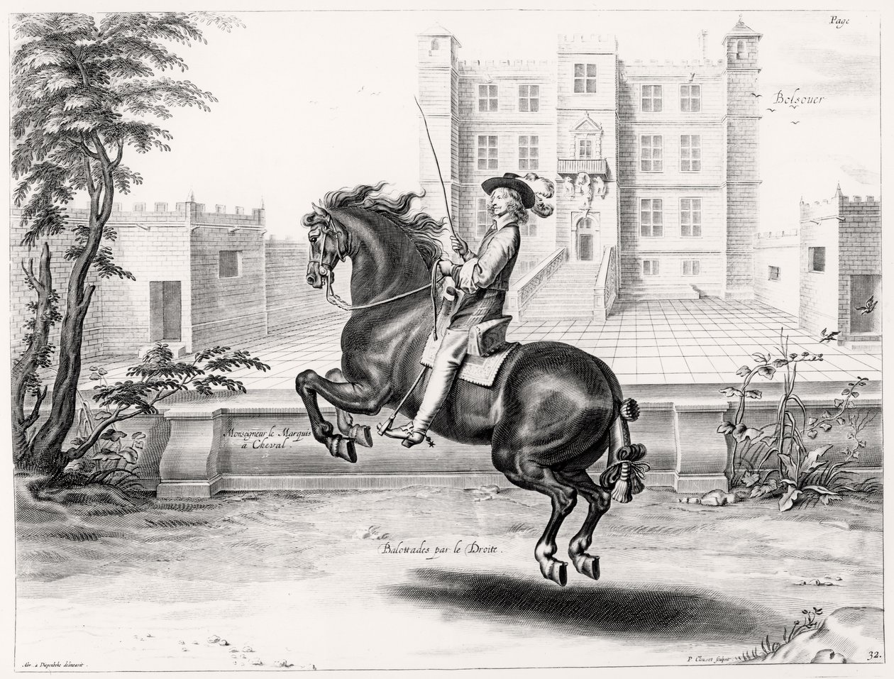 ピーター・クルーウェット（1629-70）、1658年に刻まれた乗馬マニュアルのイラスト 作： アブラハム・ヤンス。ディーペンベーク後のバン