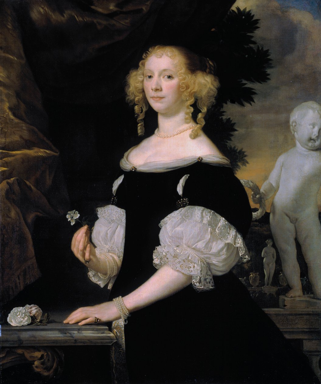 女性の肖像」、1670年。 作： アブラハム・ランバート・ヤコブス・テンペル・ヴァン・デン