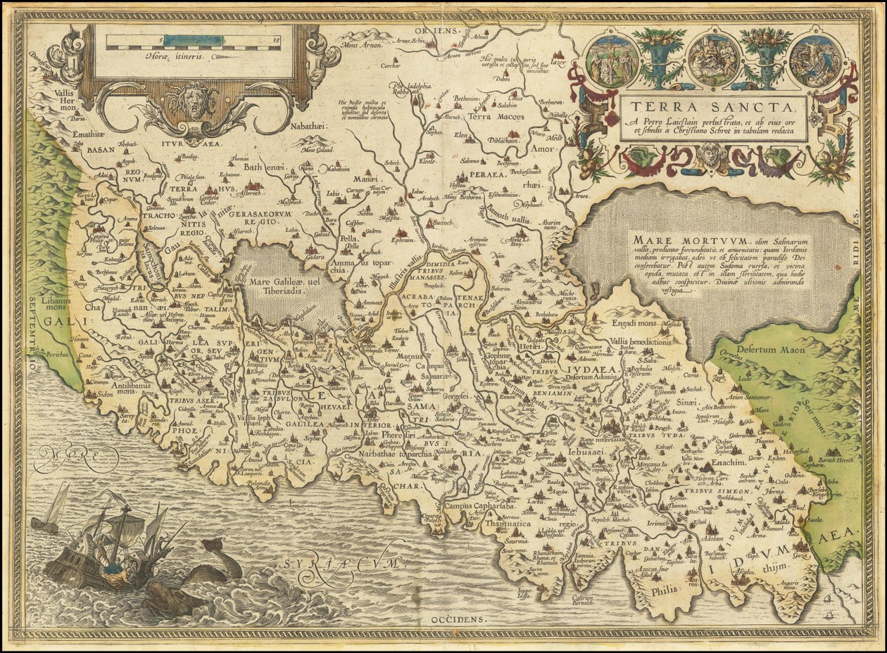 1584年地図 - ペトロ・ライクスタインが作成した聖地と、クリスティアノ・シュロットが作成した地図 作： アブラハム・オルテリウス