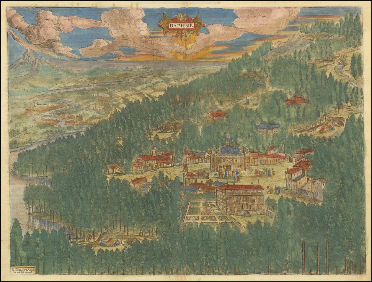 1624年、アンティオキアにおけるダフネの想像図（アブラハム・オルテリウス作 作： アブラハム・オルテリウス