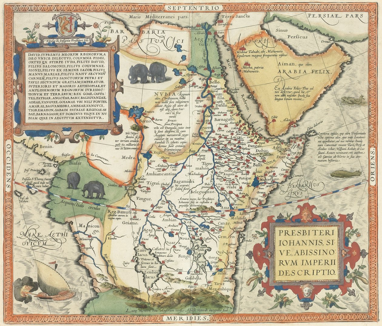 アフリカとアラビア半島の地図、 作： アブラハム・オルテリウス