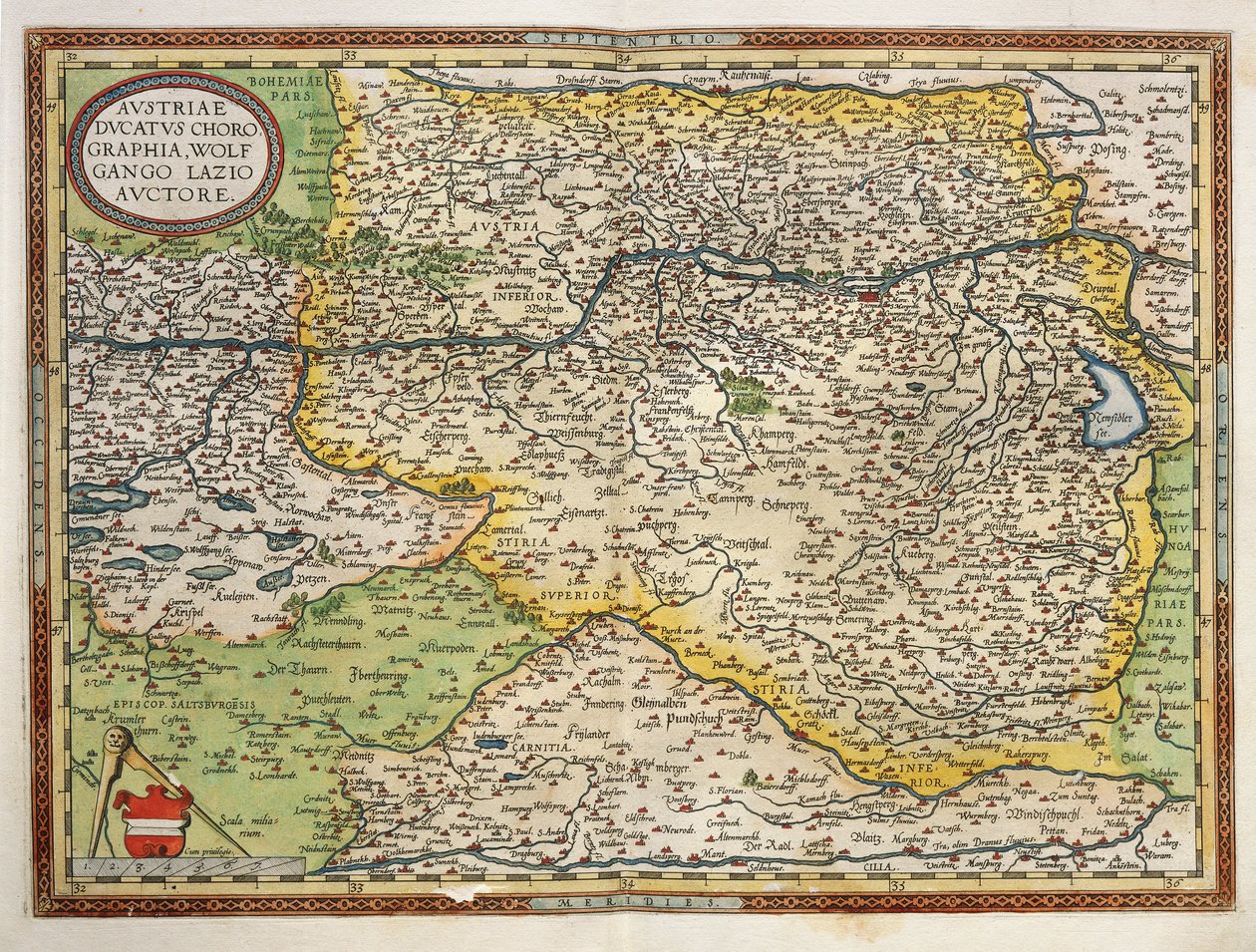 アブラハム・オルテリウスの「Theatrum Orbis Terrarum」によるオーストリアの地図。 作： アブラハム・オルテリウス