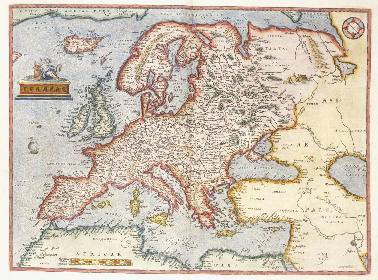 ヨーロッパの地図、1587 作： アブラハム・オルテリウス