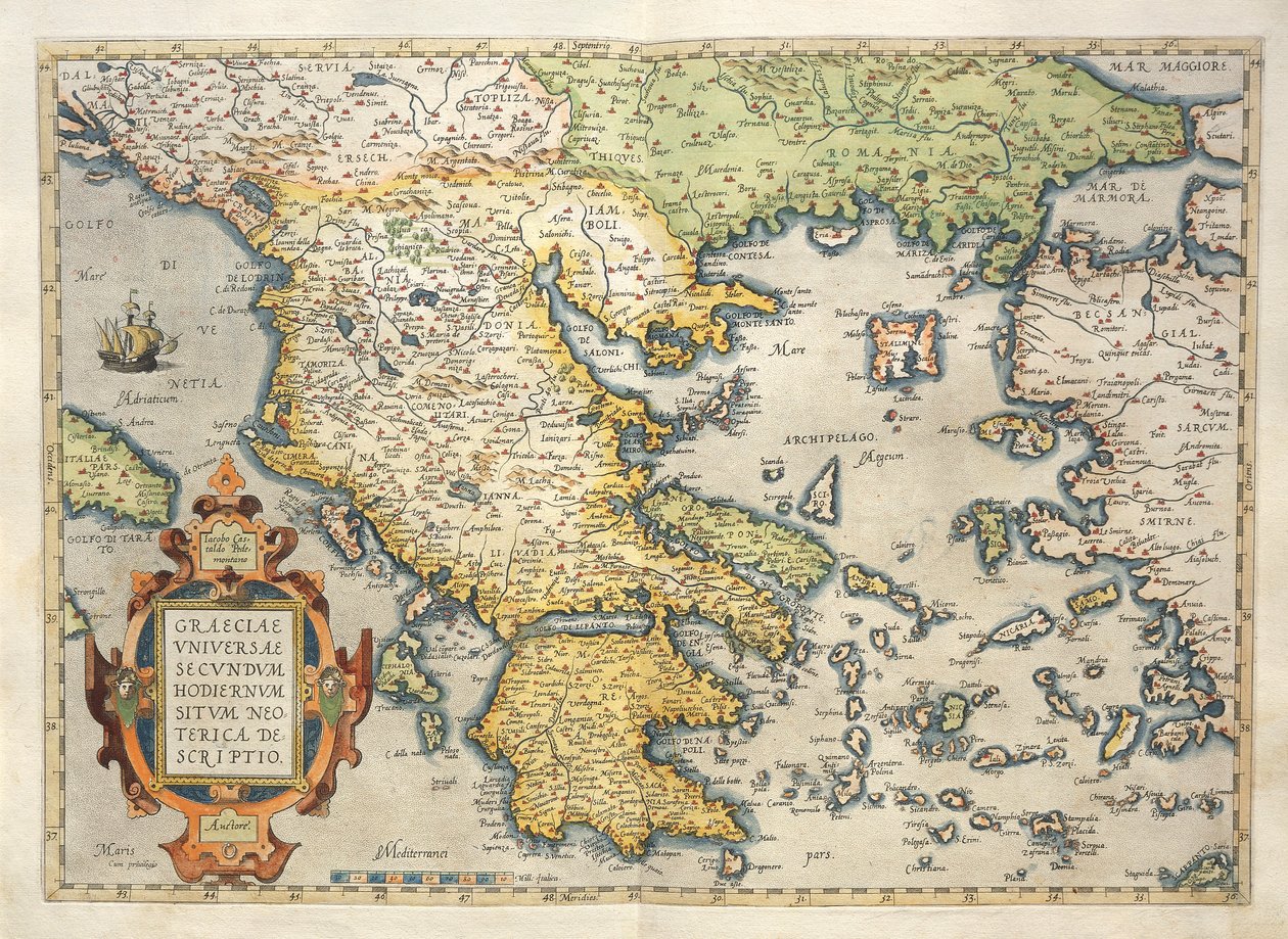 アブラハム・オルテリウス「Theatrum Orbis Terrarum」よりギリシャの地図 作： アブラハム・オルテリウス