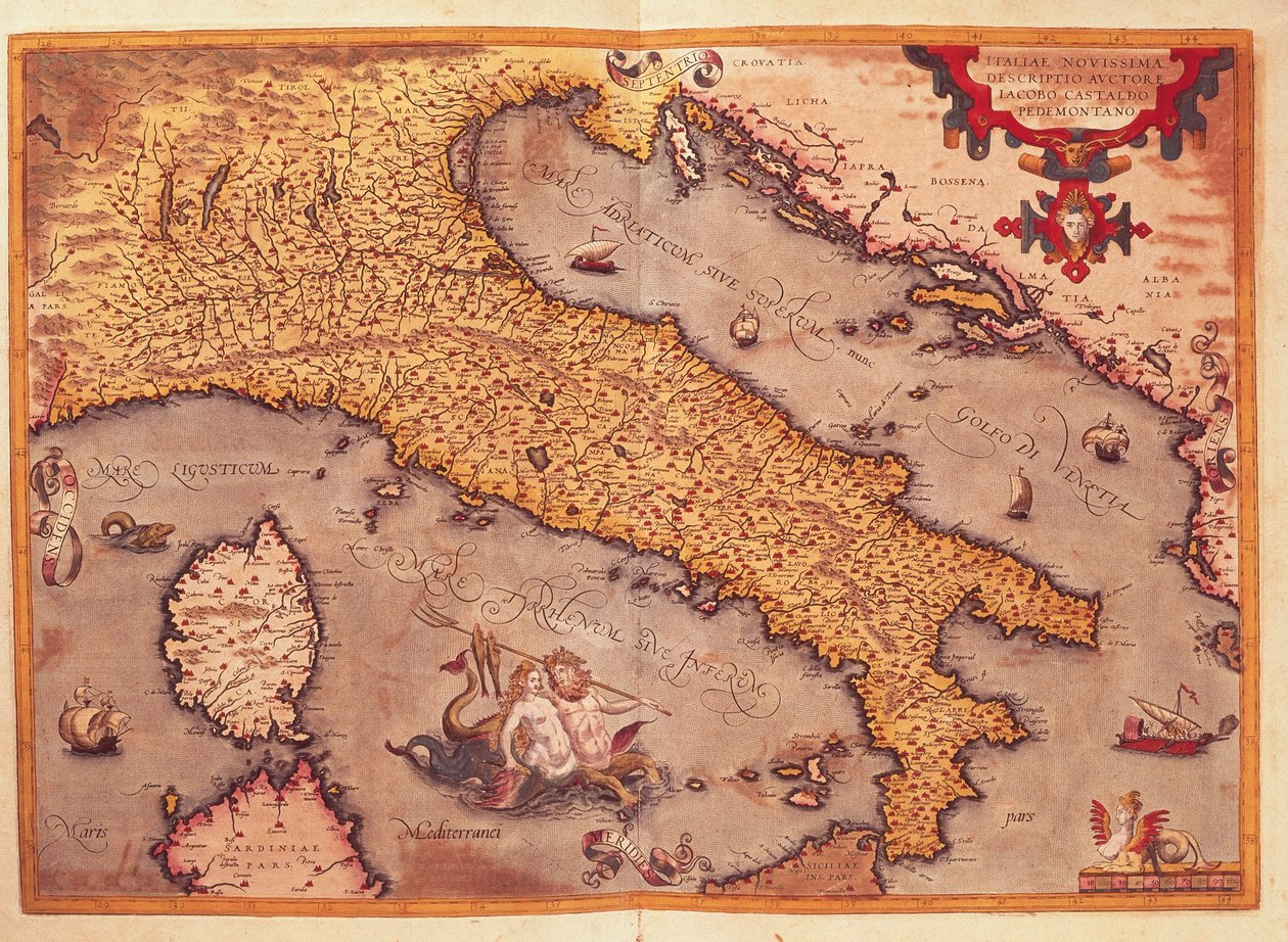 アブラハム・オルテリウスの「Theatrum Orbis Terrarum」からのイタリアの地図 作： アブラハム・オルテリウス