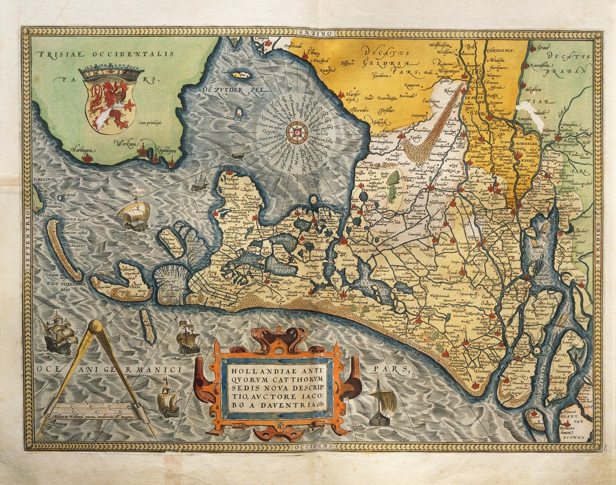 アブラハム・オルテリウスの『Theatrum Orbis Terrarum』からのオランダの地図。 作： アブラハム・オルテリウス
