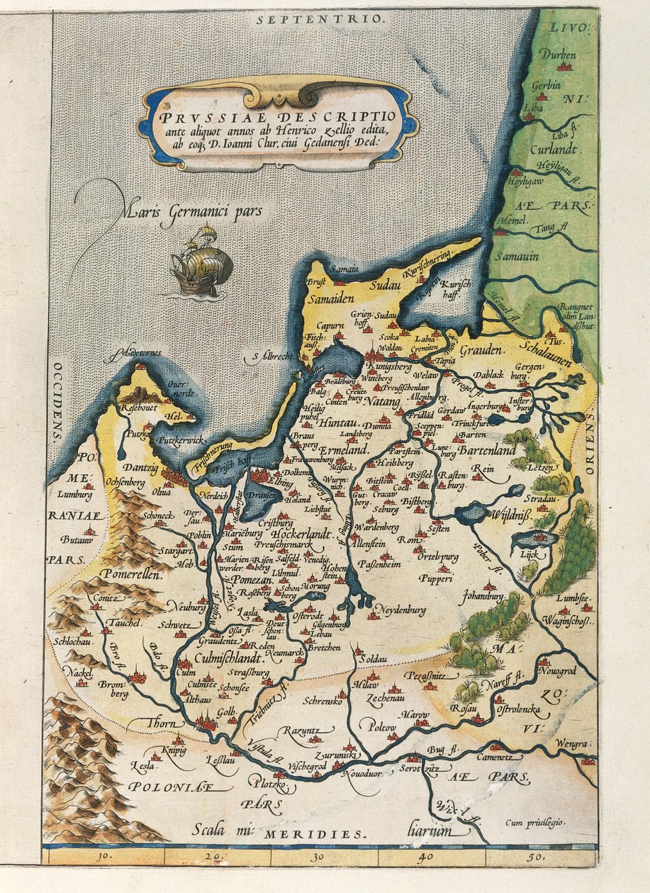 アブラハム・オルテリウスの『Theatrum Orbis Terrarum』からプロイセンの地図。 作： アブラハム・オルテリウス