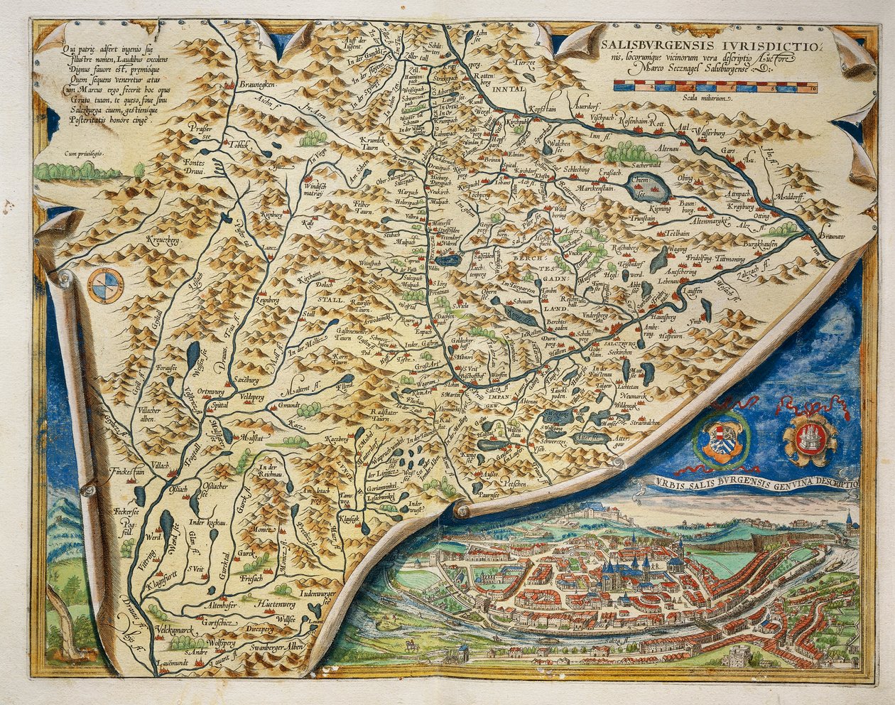 アブラハム・オルテリウスの『Theatrum Orbis Terrarum』からのオーストリア・ザルツブルグ教区の地図。 作： アブラハム・オルテリウス