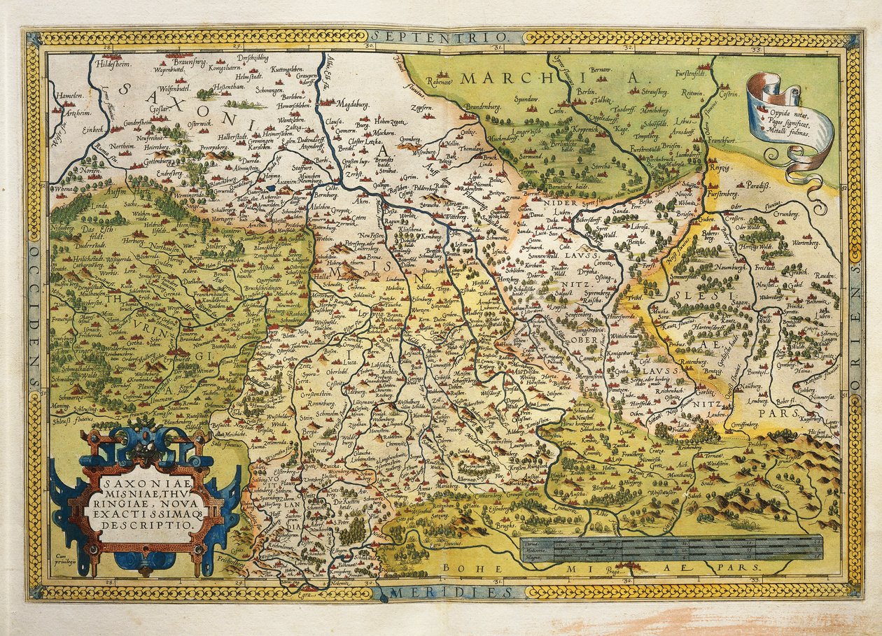 エイブラハム・オルテリウスの『Theatrum Orbis Terrarum』からのザクセン州の地図。 作： アブラハム・オルテリウス