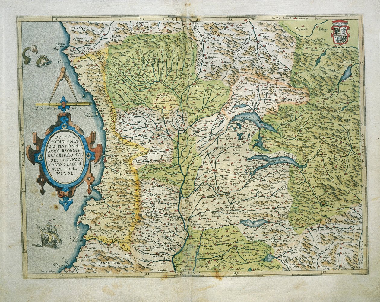 アブラハム・オルテリウスの『Theatrum Orbis Terrarum』からのイタリア・ミラノ公国の地図。 作： アブラハム・オルテリウス
