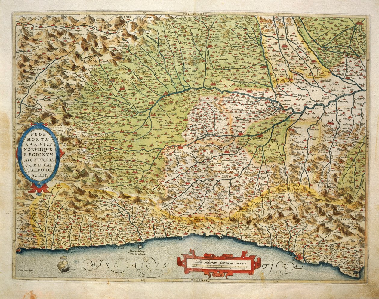 アブラハム・オルテリウスの『Theatrum Orbis Terrarum』によるイタリア・ピエモンテ州の地図。 作： アブラハム・オルテリウス