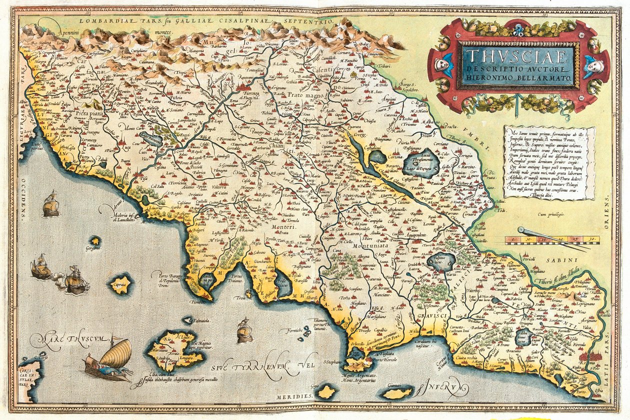 イタリア、トスカーナ州、エミリア・ロマーニャ州西部南部、ウンブリア州、ラツィオ州北部 作： アブラハム・オルテリウス
