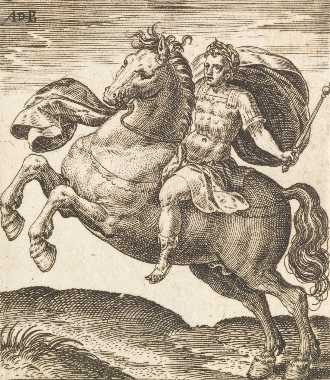 馬に乗った十二人のシーザーズのドミティアヌス、c1565-1587。 作： アブラハム・ド・ブルーイン