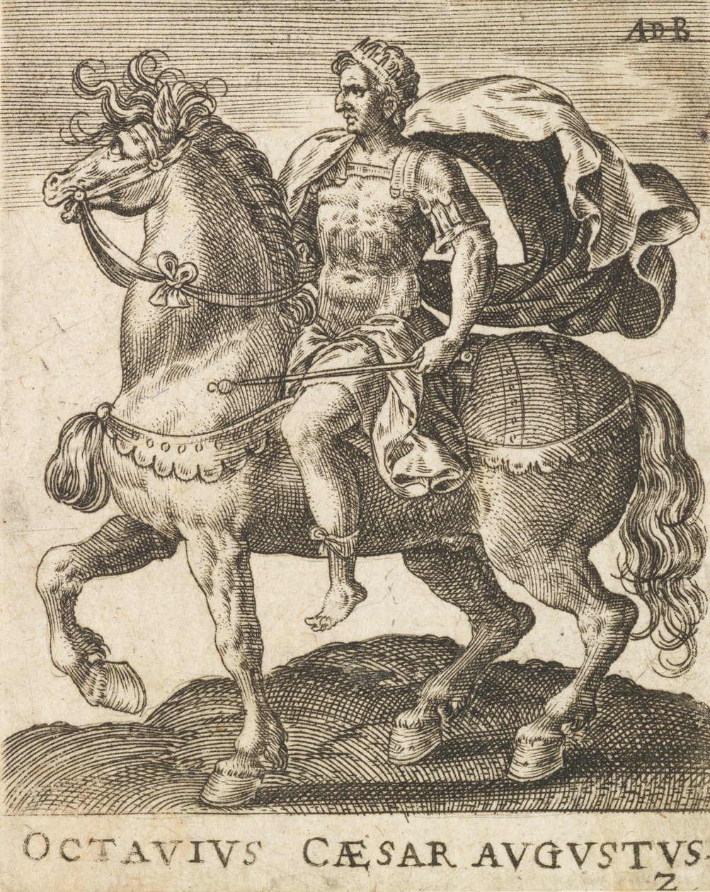 Octavius Caesar Augustus from Twelve Caesars on Horseback, ca. 1565-1587年、約。 1565-1587。 作： アブラハム・ド・ブルーイン