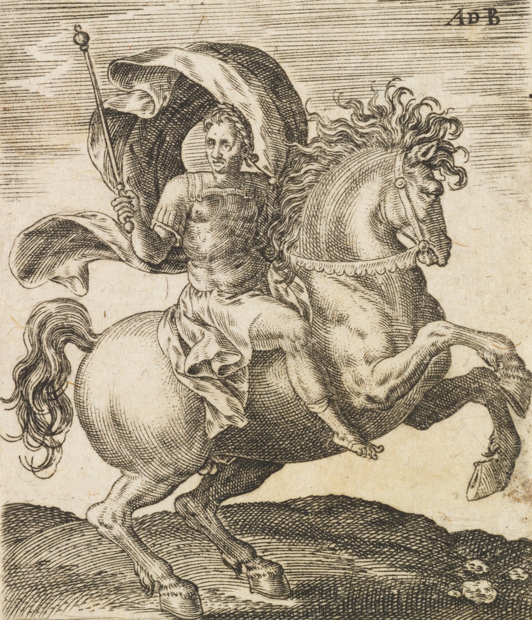 馬に乗った十二人のシーザーズのセルギウス・ガルバ、c1565-1587。 作： アブラハム・ド・ブルーイン