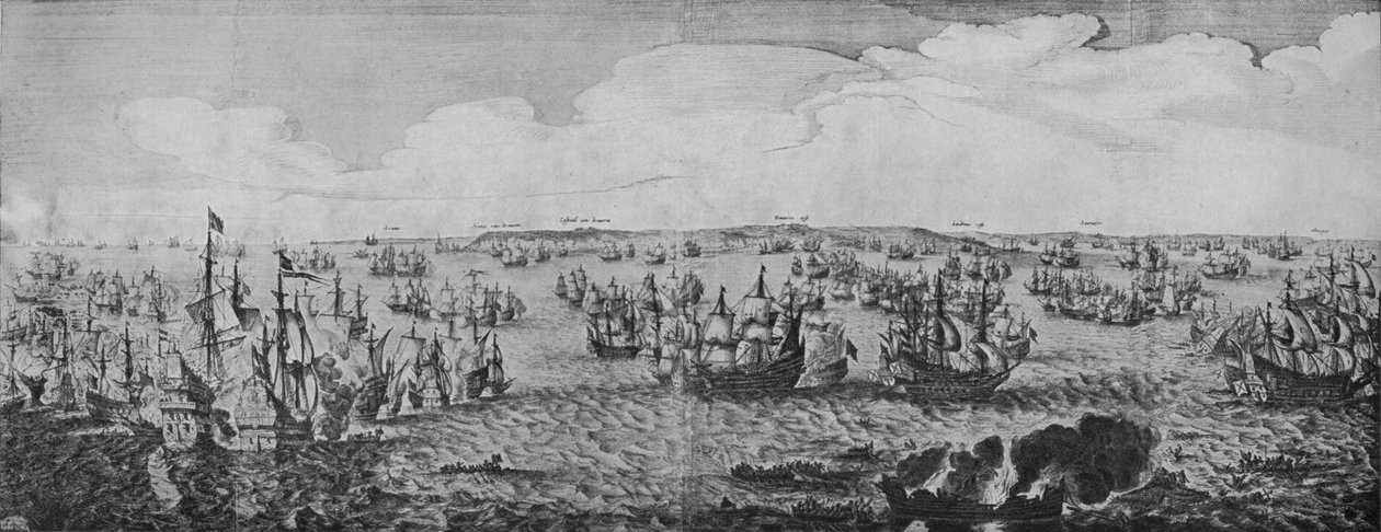 ダウンズの戦い、c1639 作： アブラハム・デ・ヴェルワー