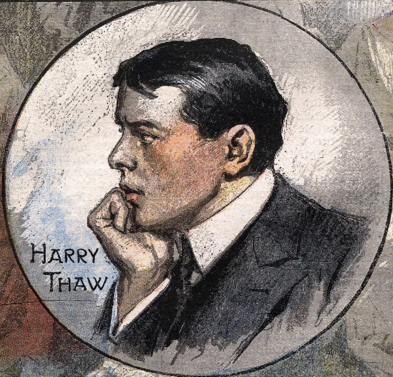 1907年、裁判中のハリー・ソーの肖像 作： アキレ・ベルトラーメ