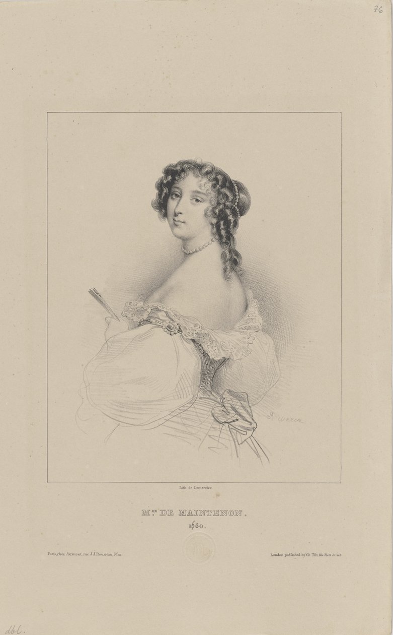 FrançoisedAubigné、Marquise de Maintenon 1635-1719、1830-1840s。 作： アキレ・デベリア