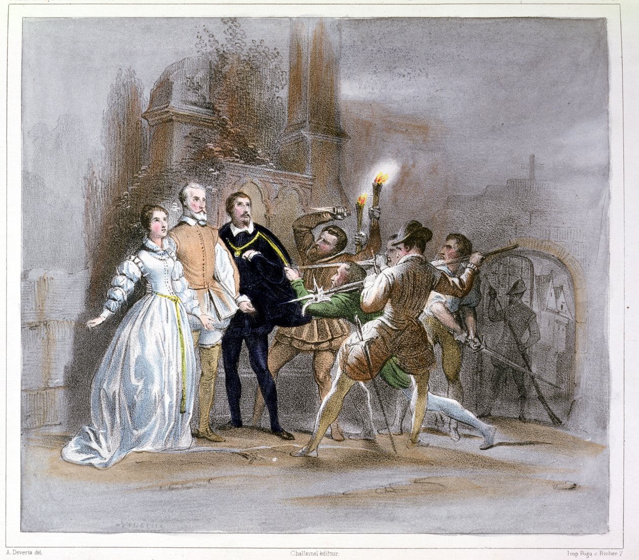 Giacomo Meyerbeer（1791-1864）による &39;The Huguenots&39;（1836）のシーン 作： アキレ・デベリア