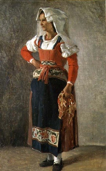 ローマ近郊の農民の肖像」（油彩・紙） 作： アシール・エトナ・ミカロン