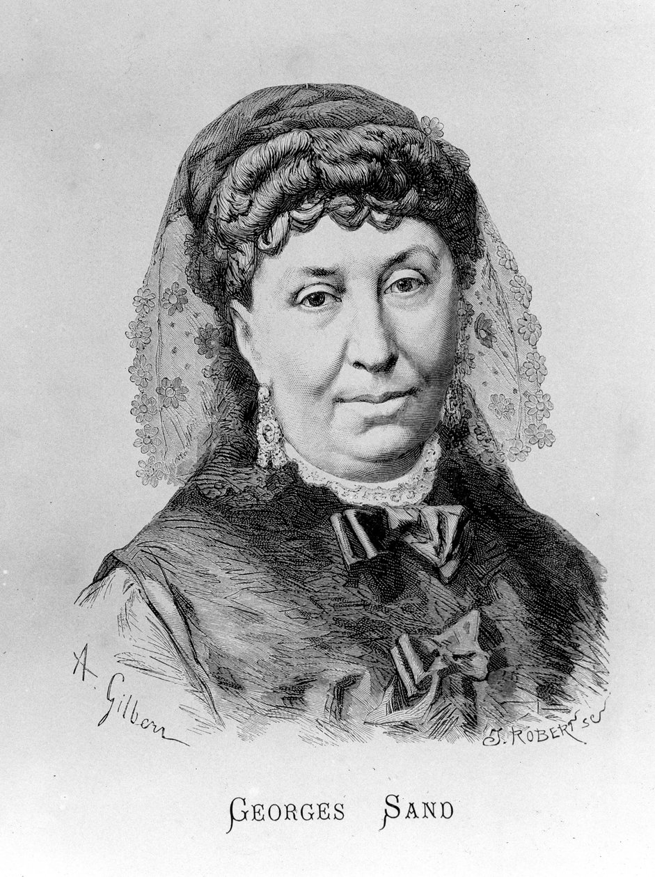 ジョージ・サンド（Aurore Dupin, Baronne Dudevant）（1804-1876）の肖像（A. Gilbern作 作： アキレ・イシドール・ギルバート