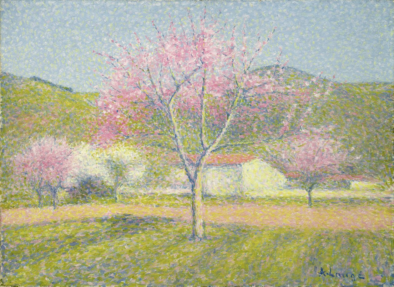 An Orchard in Springtime, Apple Trees in Bloom, c.1920-29 (oil on cotton)   1453099   ja       japanese Successfully Translated  Original: Roxelane or Russelazie, or Hurrem (nee Anastasia Lisovska, circa 1500-1558), slave and wife of Soliman I the Magnific 作： アキレス灰汁