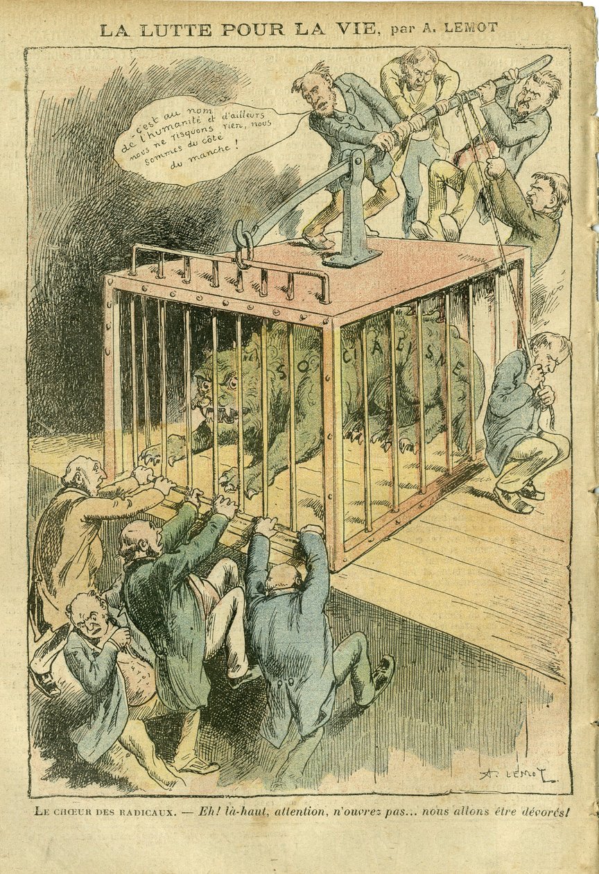 Achille Lemot (1846-1909)によるイラスト（Le Pelerin, 21/04/07） - 生命のための闘い - 社会主義、過激な社会主義 - 動物化 作： アキレ・レモット
