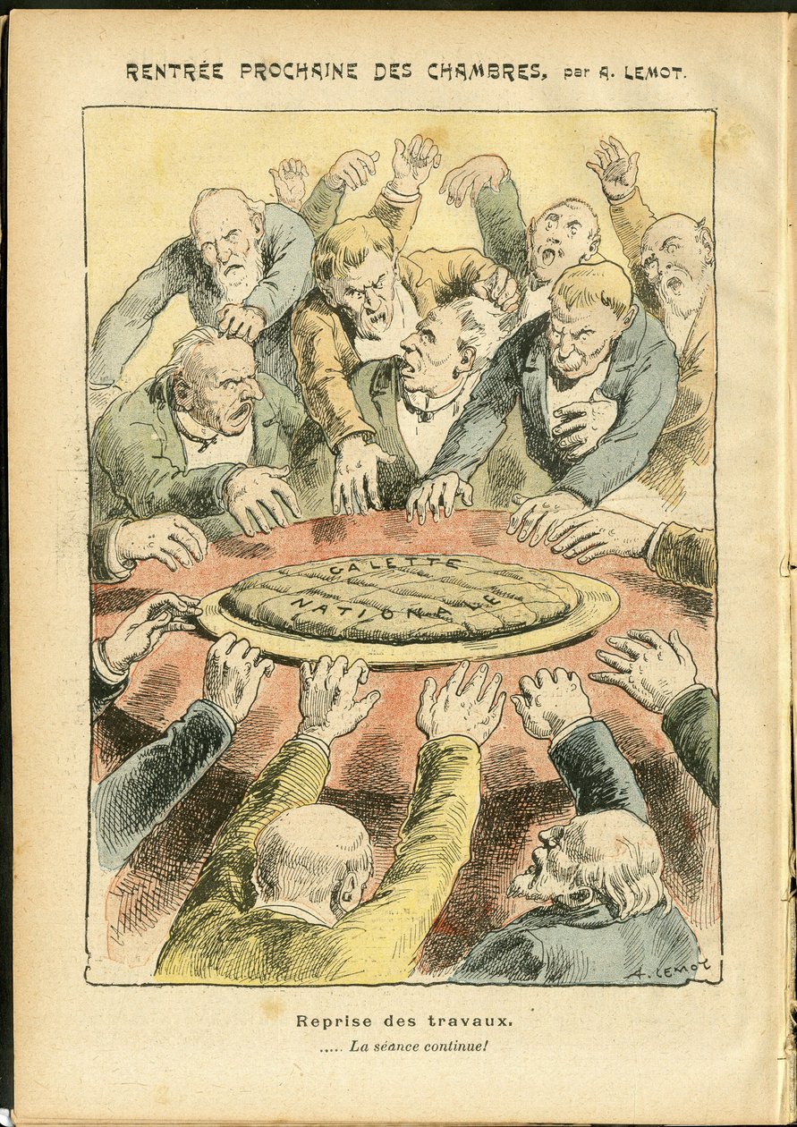 Achille Lemot (1846-1909)のイラスト（Le Pelerin, 03/06/06） - 議場の次のレンタル - 反議会主義、下院議員会議所 半円形、ガレット・デ・ロワ、下院議員 作： アキレ・レモット
